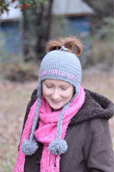 Bad Hair Day Messy Bun Ear Flap Hat