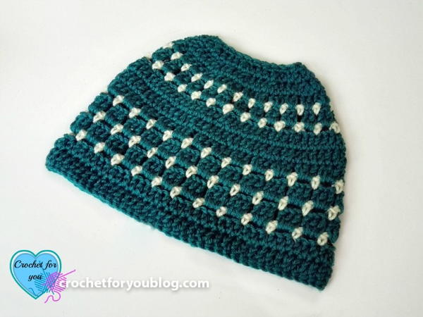 Block Stitch Bun Hat