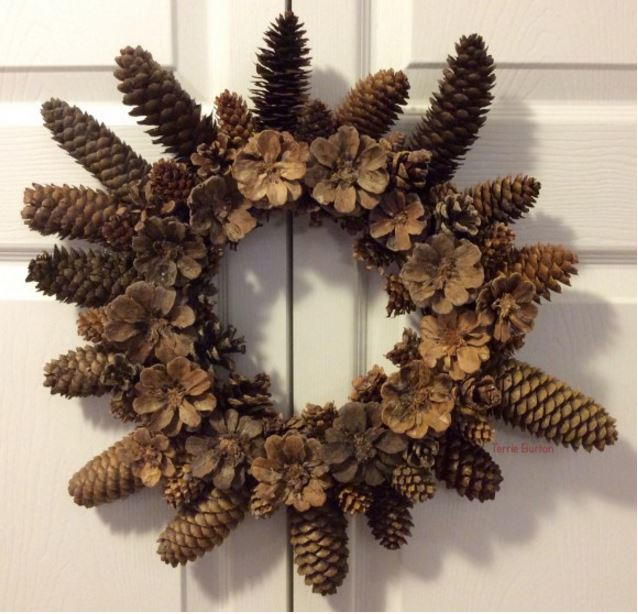 Dollar Store DIY Pine Cone Wreath