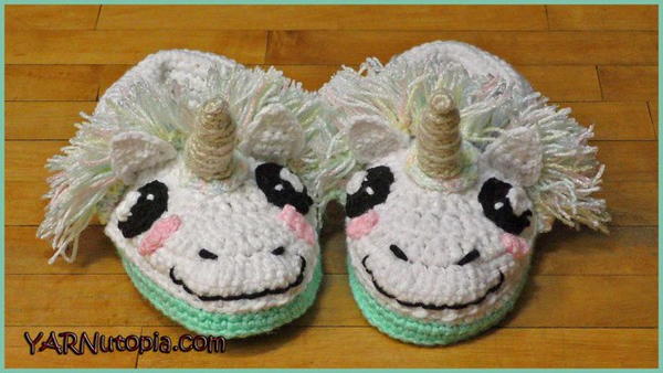 Simply Magical Unicorn Crochet Slippers