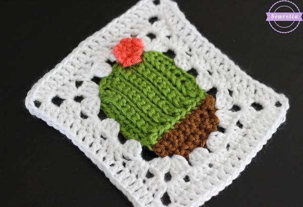Succulent Cactus Crochet Granny Square