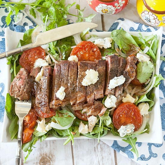 Warm Steak Salad with Seared Tomato Vinaigrette