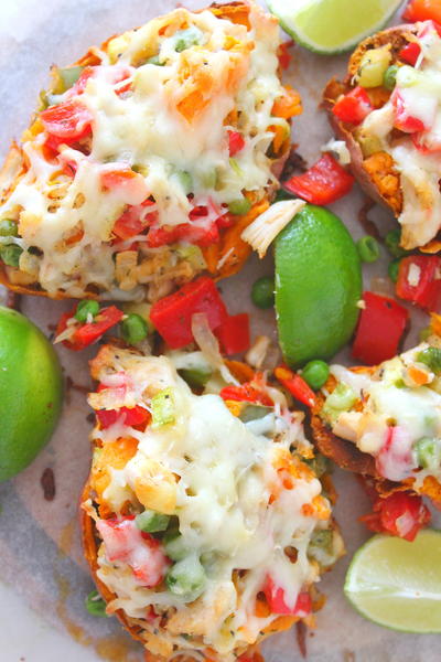 Twice Baked Chicken Veggie Sweet Potatoes