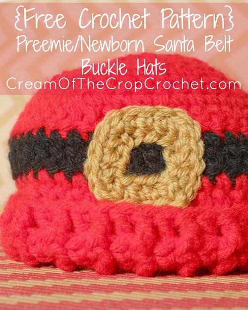 Preemie/Newborn Santa Belt Buckle Hat