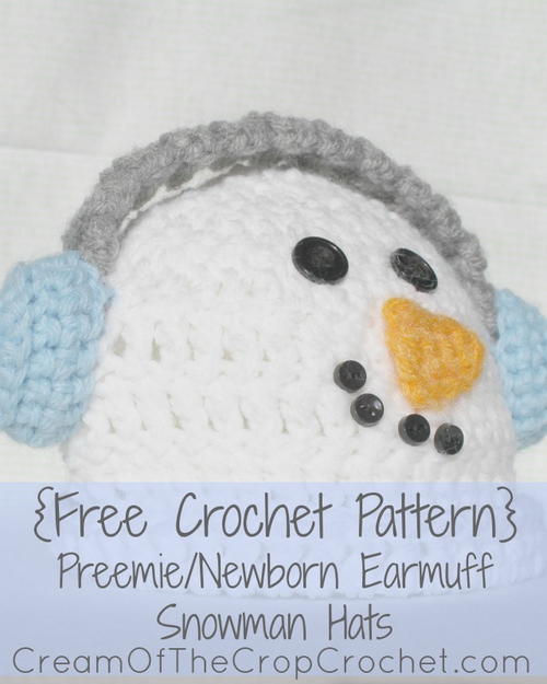 Preemie/Newborn Earmuff Snowman Hat