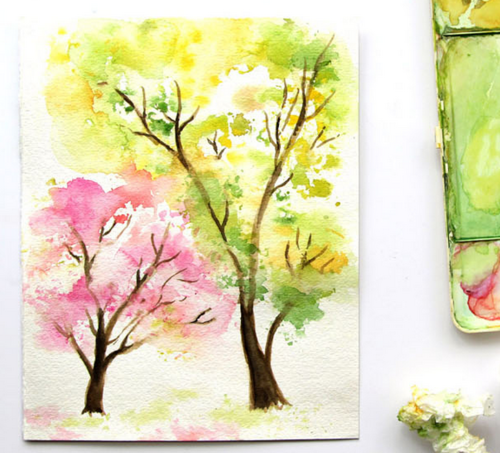 Easy Breezy Trees DIY Watercolor Painting