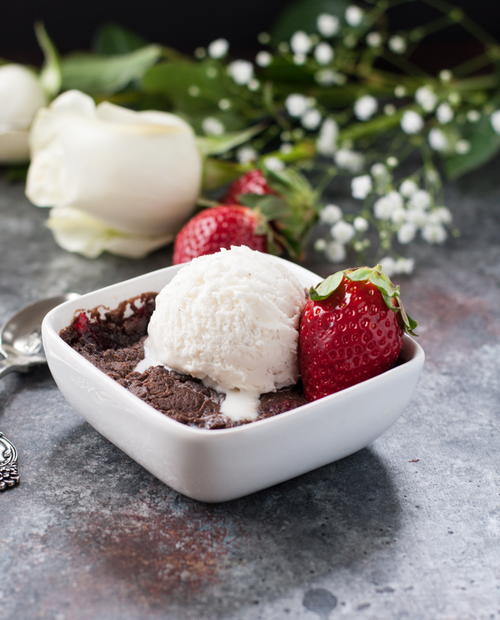 3-Ingredient Chocolate-Covered Strawberry Dump Cake