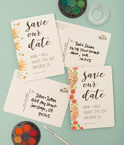 Watercolor Save the Date Postcards