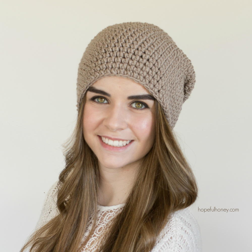 Toasted Wheat Slouchy Beanie | AllFreeCrochet.com