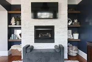 Retiling Fireplace And Diy Shelving Idea Diyideacenter Com