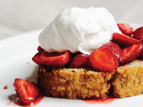 Pistachio Pound Cake with Strawberries in Lavender Sugar-image