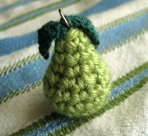 Tiny Pear Crochet Necklace Charm