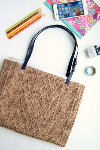 Upcycled Sweater DIY Laptop Tote