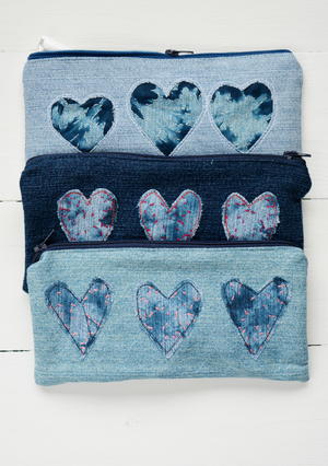 Denim Heart Pencil Cases