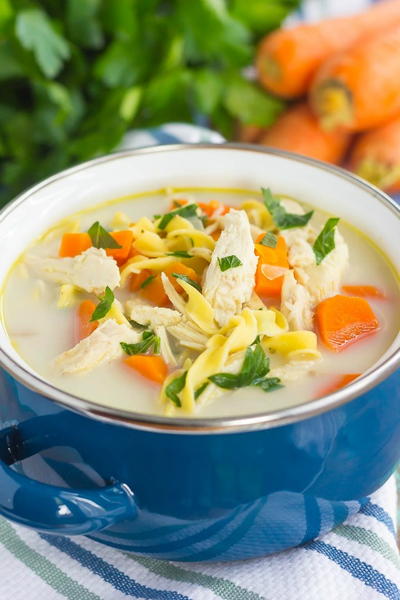 Slow Cooker Lightened Up Creamy Chicken Noodle Soup