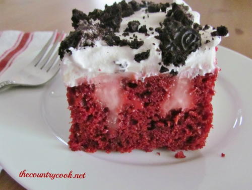 Elegant Red Velvet Poke Cake