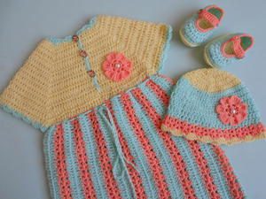 Crochet Stripe Baby Frock / Dress