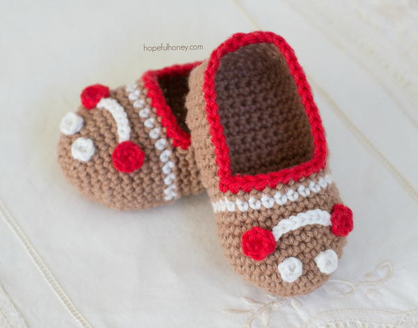 Gingerbread Man Baby Booties