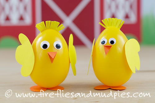 Happy Plastic Easter Egg Chicks