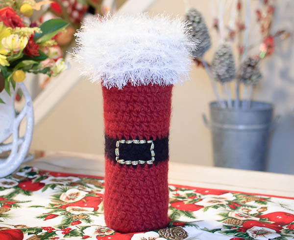 Felted Santa Wine Bottle Tote