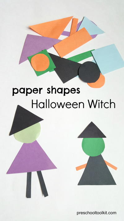Halloween Witch Made With Paper Shapes