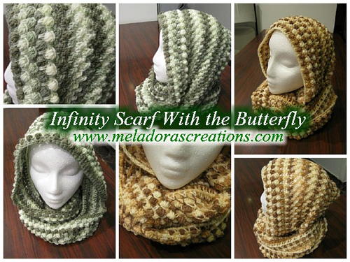 Butterflies In Winter Crochet Infinity Scarf