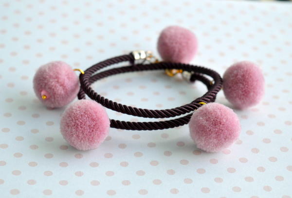 Girly Pom Pom Wrap Bracelet