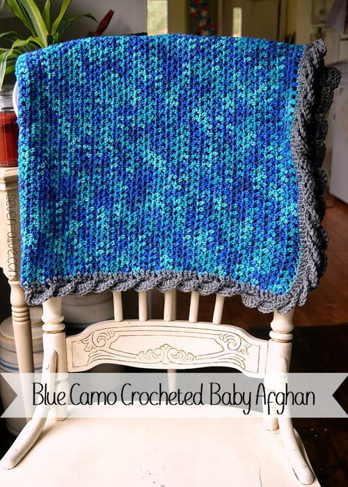 Blue Camo Crochet Baby Afghan AllFreeCrochet.com