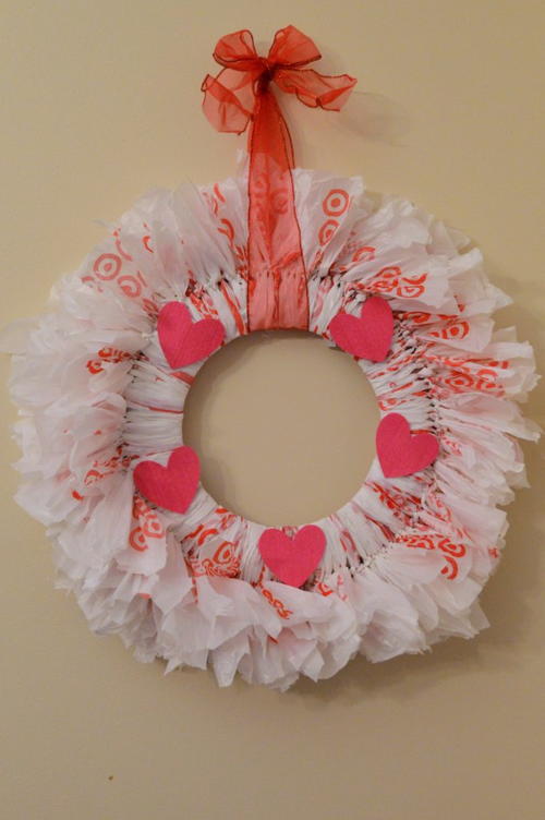 Plastic Bag Valentines Day Wreath
