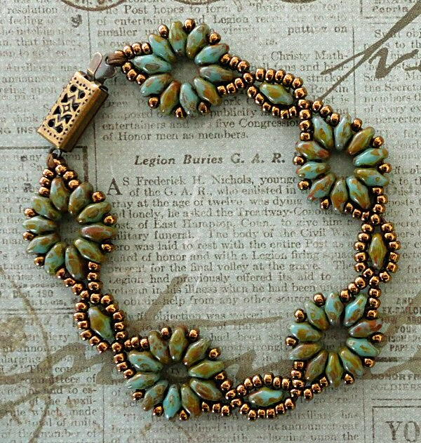 SuperDuo Flower Chain Beaded Bracelet