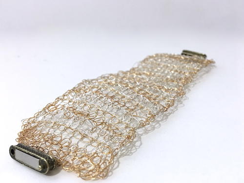 Two Color Tunisian Wire Cuff Bracelet