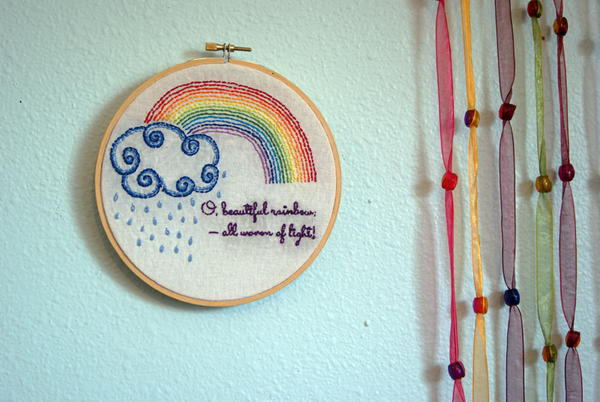 Rainbow and Clouds Embroidery Design