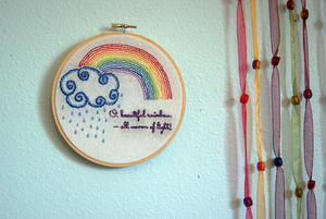 Rainbow and Clouds Embroidery Design