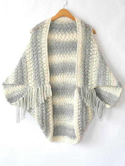 Easy Light Frost Crochet Blanket Sweater Shrug
