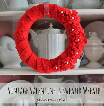 Lovely Vintage Valentine's Sweater Wreath