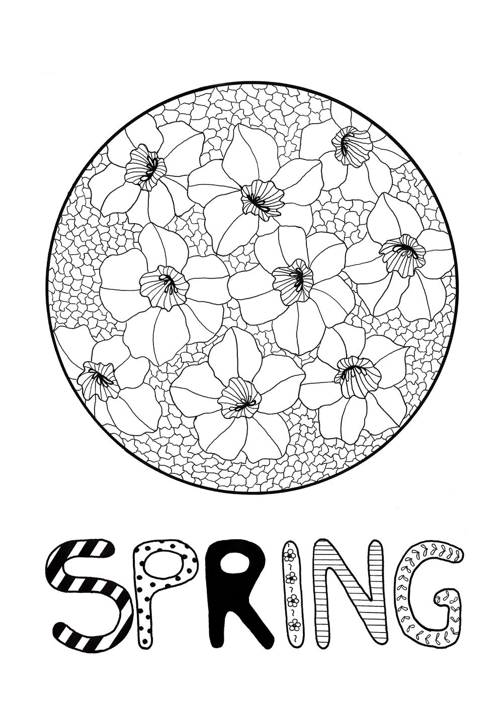 Download Daffodil Mosaic Adult Coloring Page | AllFreeHolidayCrafts.com