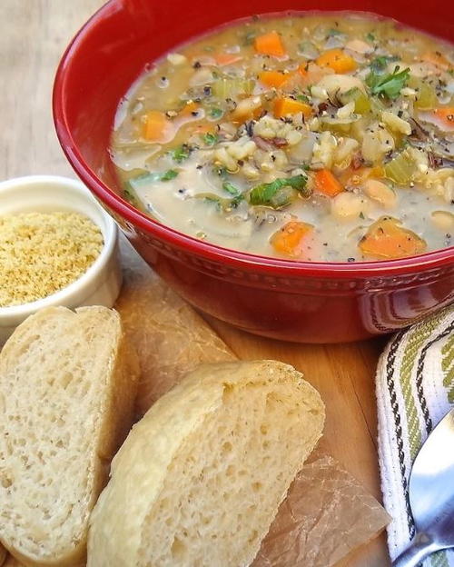 One Pot Veggie and Wild Rice Soup | FaveHealthyRecipes.com