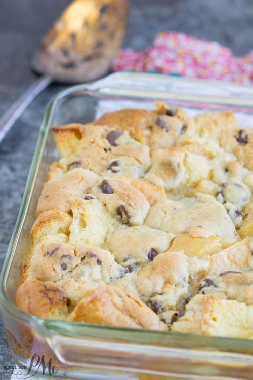 Chocolate Chip Cookie Dough Bread Pudding