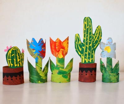 Flowers and Cacti Toilet Paper Roll Craft