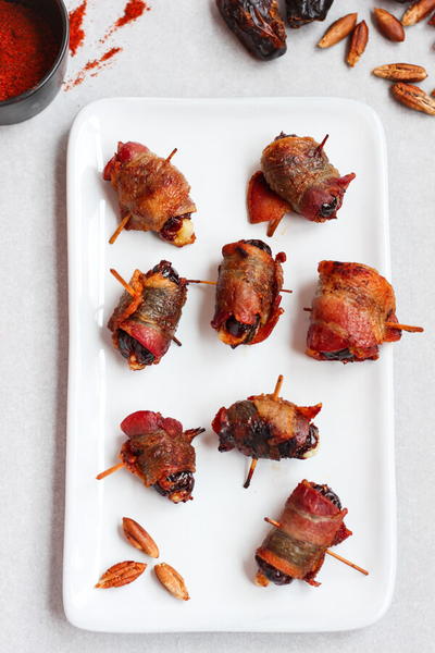 Chili Bacon Wrapped Dates with Manchego