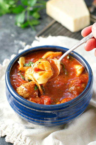 Weeknight Meatball and Tortellini Soup