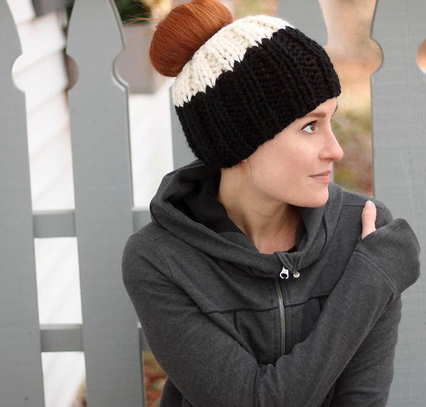 Messy Bun Hat Knitting Pattern