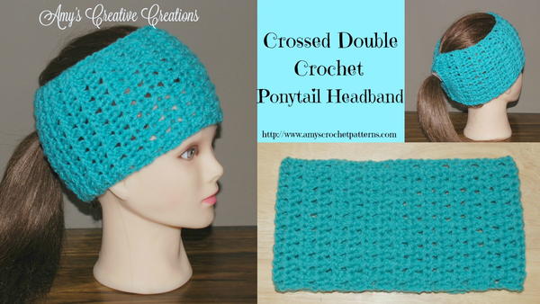 Crossed Double Crochet Ponytail Headband