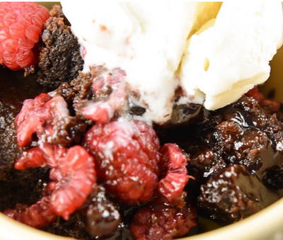 Slow Cooker Raspberry Chocolate Lava Cake