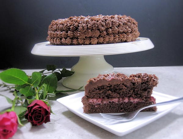 Chocolate Genoise with Raspberry Buttercream