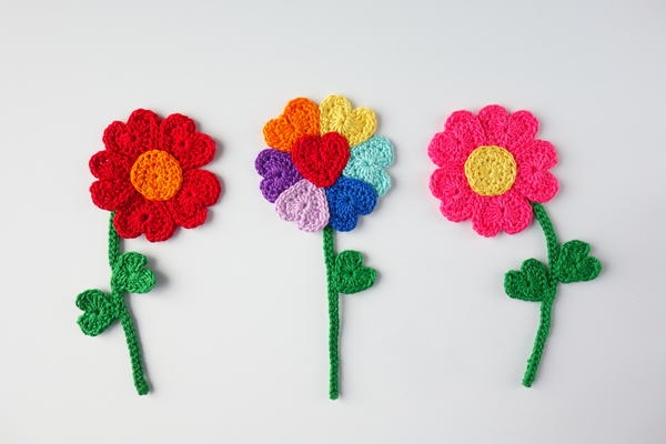 Crochet Heart Flowers