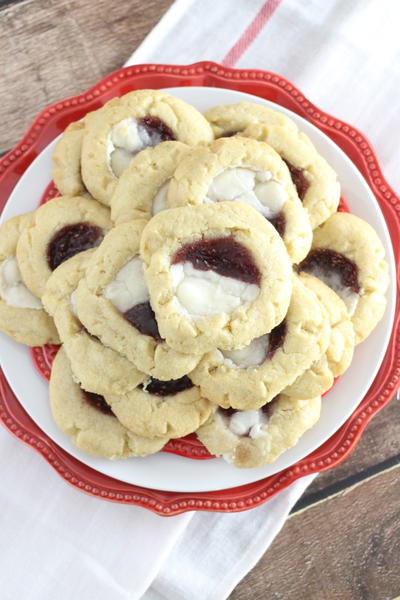 Raspberry Cream Cheese Filled Sugar Cookies