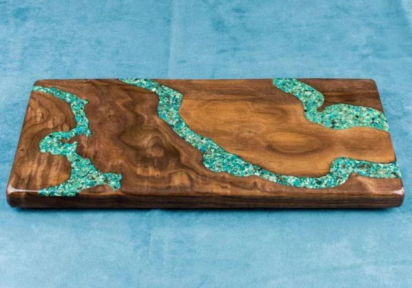 Turquoise Inlay Cheese Board | DIYIdeaCenter.com