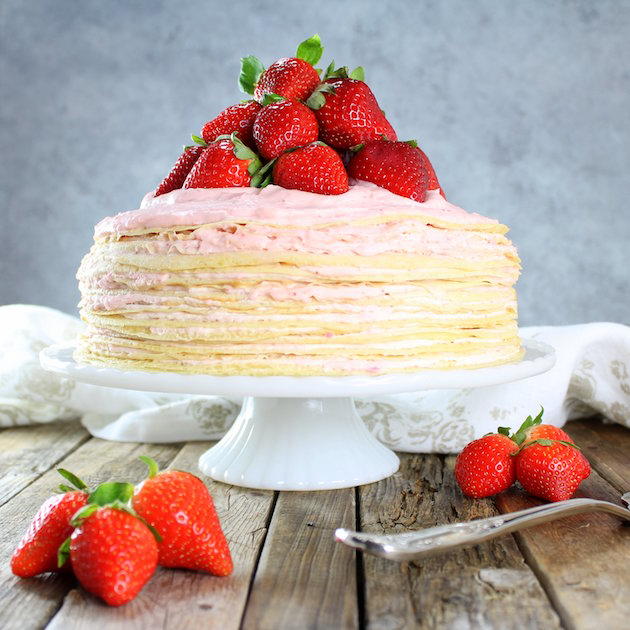 Strawberry Lemon Creme Crepe Cake 