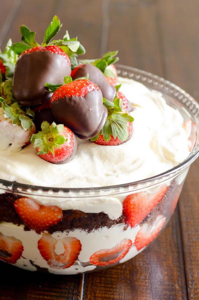 Chocolate Covered Strawberry Punch Bowl Cake